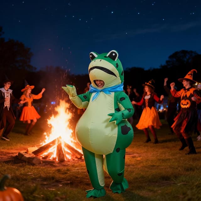 Detalle 2 de Echden Inflatable Frog Costume Jumpsuit with Fan – Adult Halloween Inflatable Fancy Dress