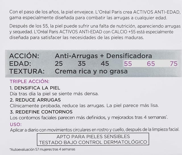 Detalle de L'Oréal Age Specialist Calcio Crema Anti-Rughe di Giorno, 50 ml