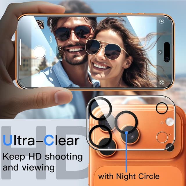 Detalle 2 de JETech Sichtschutz Schutzfolie für iPhone 17 Pro Max 6,9 Zoll – mit Kameraschutz & Installationswerkzeug, 2er-Set