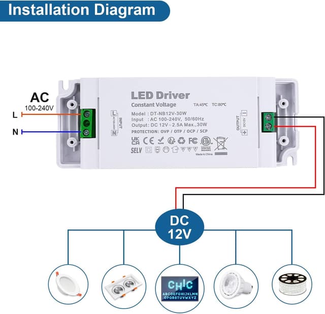 Thumbnail 6 de VARICART LED Transformer 12V 30W (16.5mm ultra slim) 240V AC to 12V DC LED driver