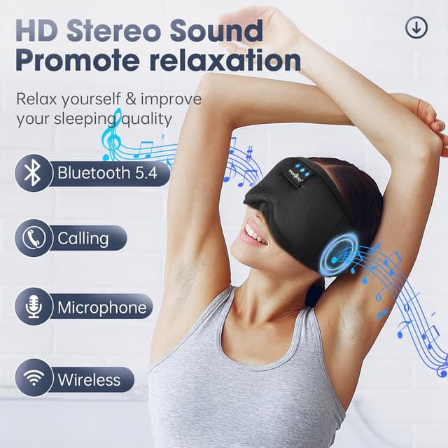 Detalle de MUSICOZY 3D Bluetooth Sleep Mask Headphones with 3D 100% blockout design