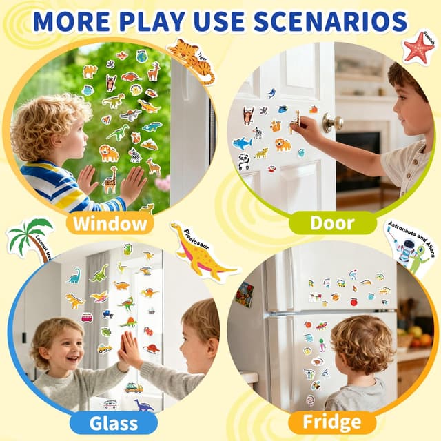 Detalle de 6-Set Reusable Jelly Sticker Book for Toddlers (Ages 3–6) — Travel Sticker Activity Toys, 6 Themes