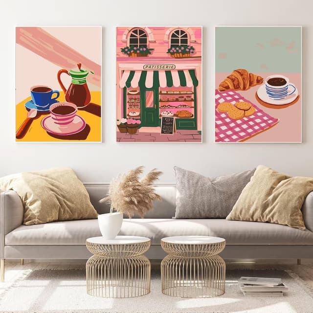 Detalle de 6 Pack Adults Paint by Numbers Kit (Unframed) – Coffee DIY Acrylic Oil Painting Sets on Canvas