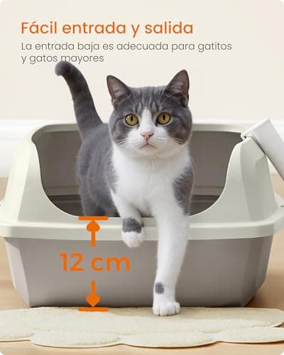 Detalle 2 de Feandrea Caja Arenero con Bordes Altos y Tamaño XL (abierta, con pala) PPT009LH01