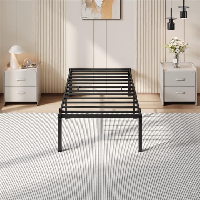 Detalle de Yaheetech rete letto singolo in metallo 90 × 190 cm, 41,5 cm di altezza, 12 doghe e 6 gambe