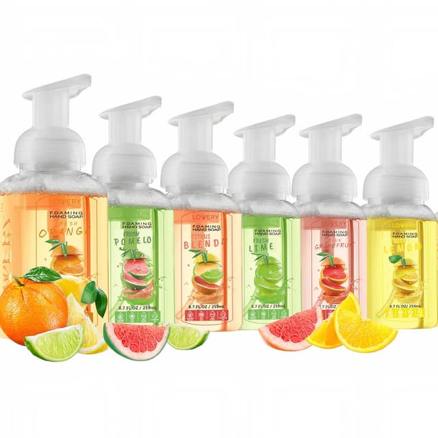Detalle 2 de Lovery Foaming Hand Soap 10 Pack (Aloe + Essential Oils) — Alcohol-Free Citrus Blend, Lemon, Orange, Lime & More