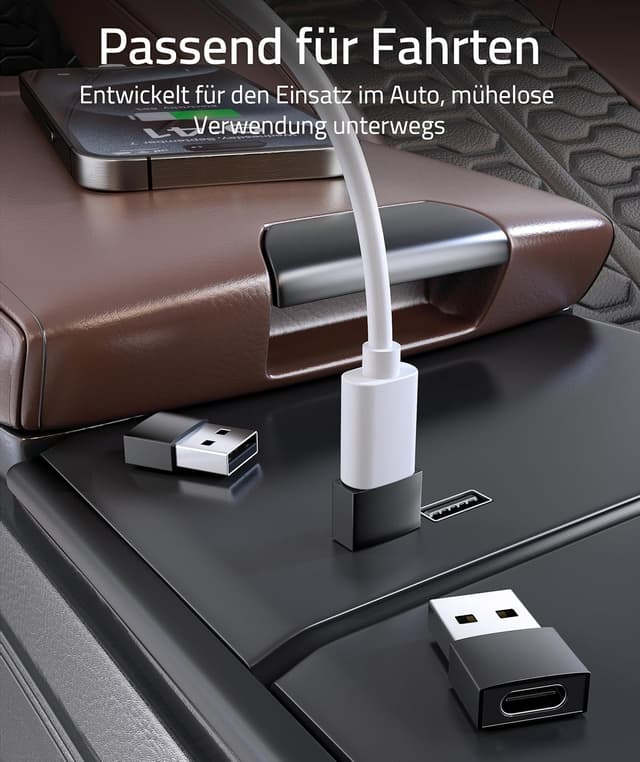 Detalle de Syntech USB‑C auf USB Adapter (3er‑Pack) aus Aluminium, schwarz – für USB‑A Anschlüsse