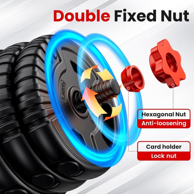 Detalle 2 de SAUVOO Adjustable Dumbbell Set (22/33/45/70/90lbs) 5-in-1 Free Weight System