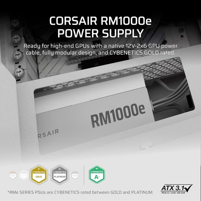Detalle 2 de CORSAIR RM1000e 1000W Low-Noise ATX PSU