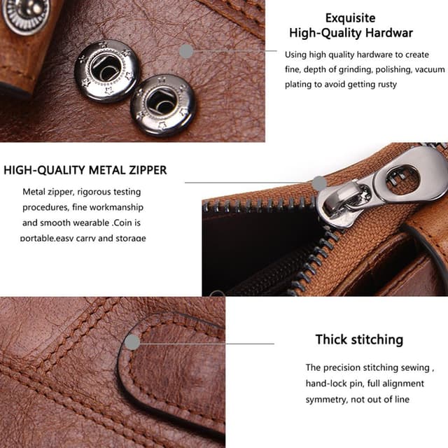 Thumbnail 6 de Contacts Genuine Leather Long Wallet for Men – Zipper Purse with 12 Card Slots