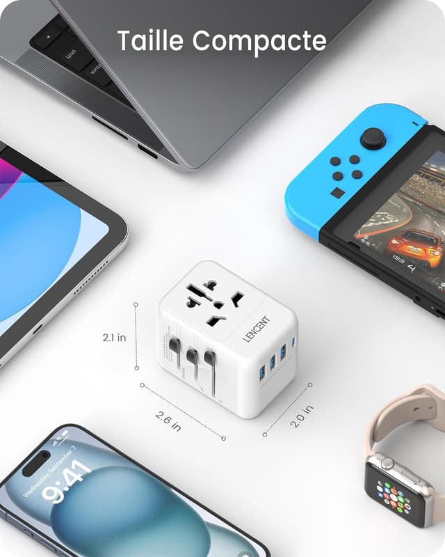 Thumbnail 3 de LENCENT Adaptateur de Voyage 5-en-1