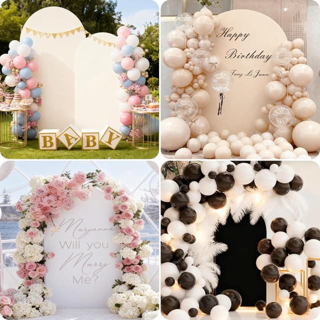 Thumbnail 6 de SUKAIKEQA Copertura per arco nuziale in tessuto elasticizzato (Nero) – Copertura per sfondo ad arco