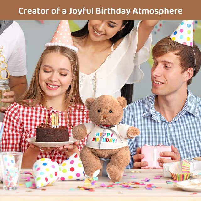Thumbnail 6 de BEJOY Teddybär mit „Happy Birthday“-T-Shirt, 35 cm Plüschtier zum Verschenken