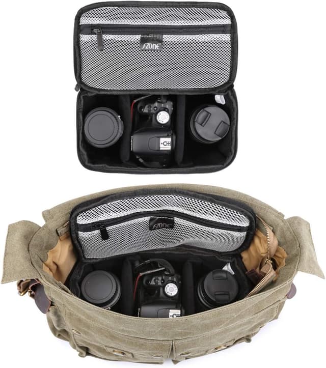 Detalle de S-ZONE Borsa imbottita antiurto pieghevole per fotocamera DSLR/SLR con spazio per 2 lenti