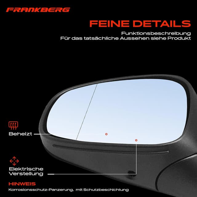 Detalle de Frankberg Elektrischer Außenspiegel links, beheizbar, 5-polig – kompatibel mit Mito 955 (2008–2018)