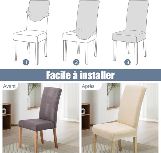 Detalle de SUKAIKEQA housse de chaise haute élastique jacquard (lot de 4/6/8) avec dossier