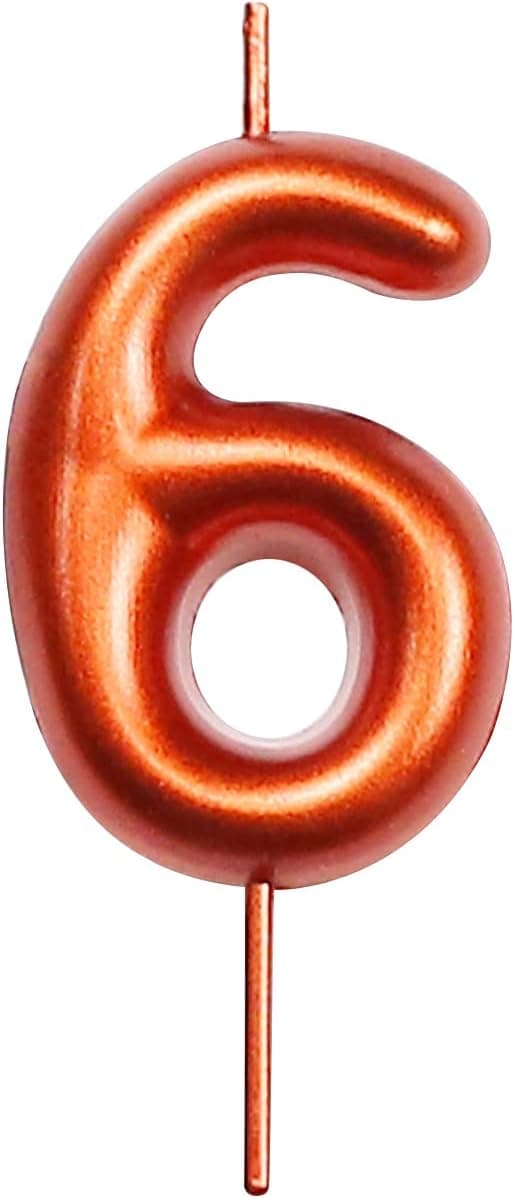 Detalle de Number 6 Brown candle 2.36 inch DERVENTA