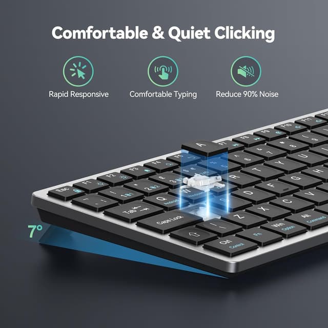 Thumbnail 5 de TECKNET 2.4G Wireless Keyboard — Compact rechargeable 4-device Bluetooth keyboard ⌨