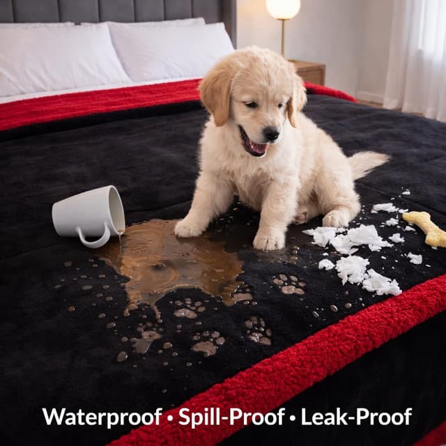 Detalle 2 de Couverture Sherpa imperméable rouge 2 faces