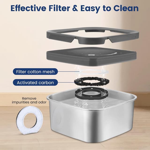 Detalle 2 de PETTOM 4.5L Stainless Steel Non-Spill Dog Water Bowl (Extra Large, Non-Drip, Filtered)