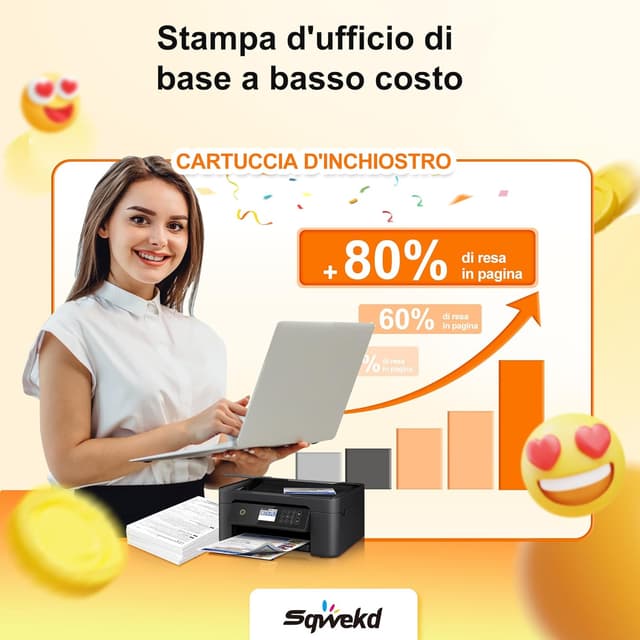 Detalle de Set 5 cartucce compatibili Sqwekd per Epson 604 XL per XP-2200/XP-3200/XP-4200 e WF-2910