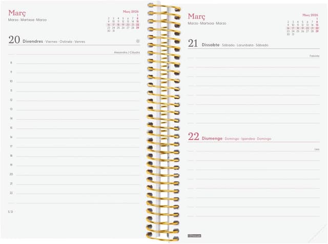 Detalle 2 de Finocam Agenda Espiral 2026 1 Día Página
