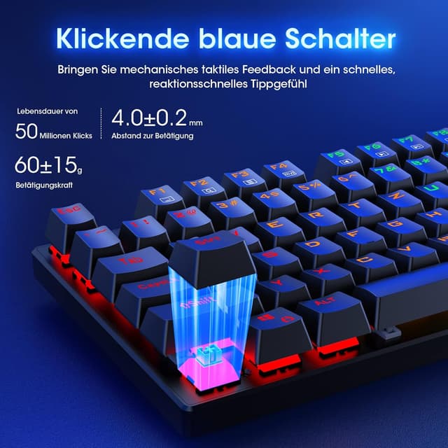 Thumbnail 5 de RisoPhy Mechanische Gaming-Tastatur 104 Tasten
