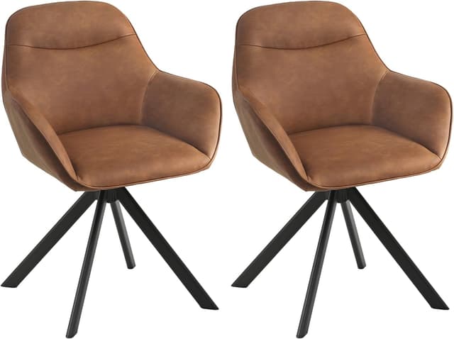 Detalle de Goeurvant Sedie da pranzo girevoli in PU con braccioli (set da 2) marrone