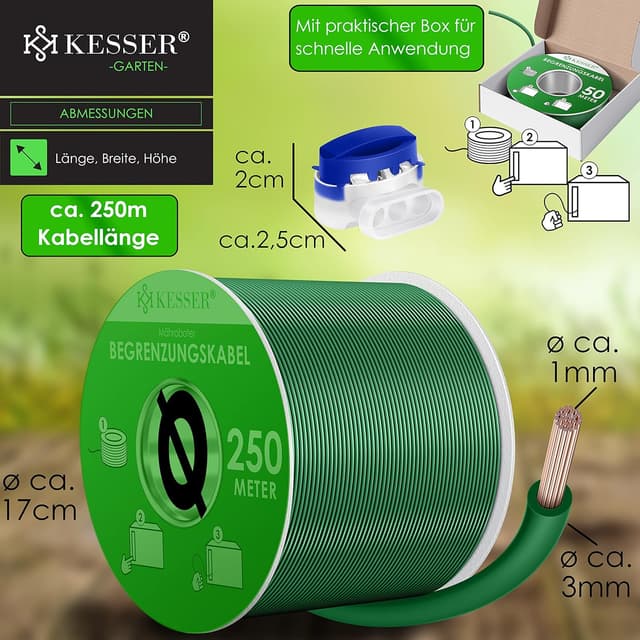 Thumbnail 6 de KESSER® Cable de limitación para robot cortacésped 250m verde 🔗