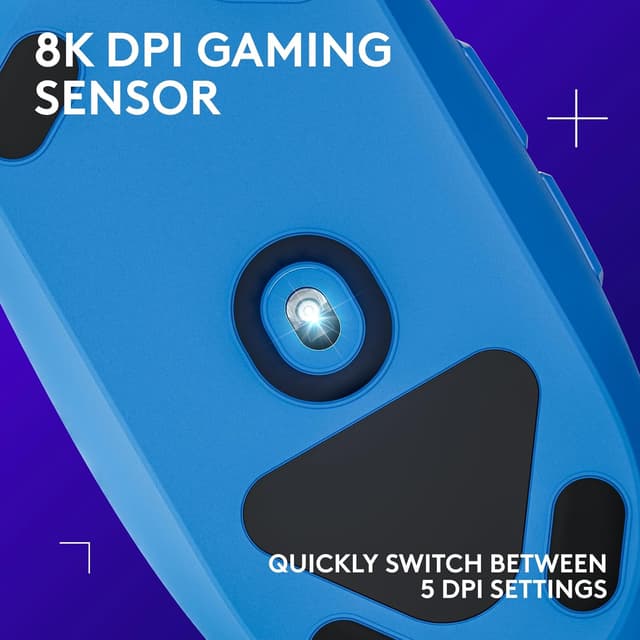 Detalle 2 de Logitech G203 LIGHTSYNC Gaming Mouse (Blue) with Customisable RGB, 6 Programmable Buttons & 8K DPI Tracking