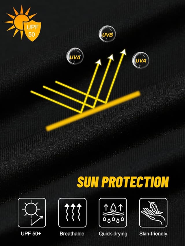 Detalle de Men's UPF 50+ Rash Guard Sun Protection Short/Long Sleeve Quick-Dry Swim Shirt