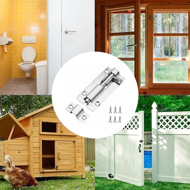 Thumbnail 6 de JelKen 2 Pack Door Lock Bolts (4 inch / 100mm) – 304 Stainless Steel Latch Bolts with Screws