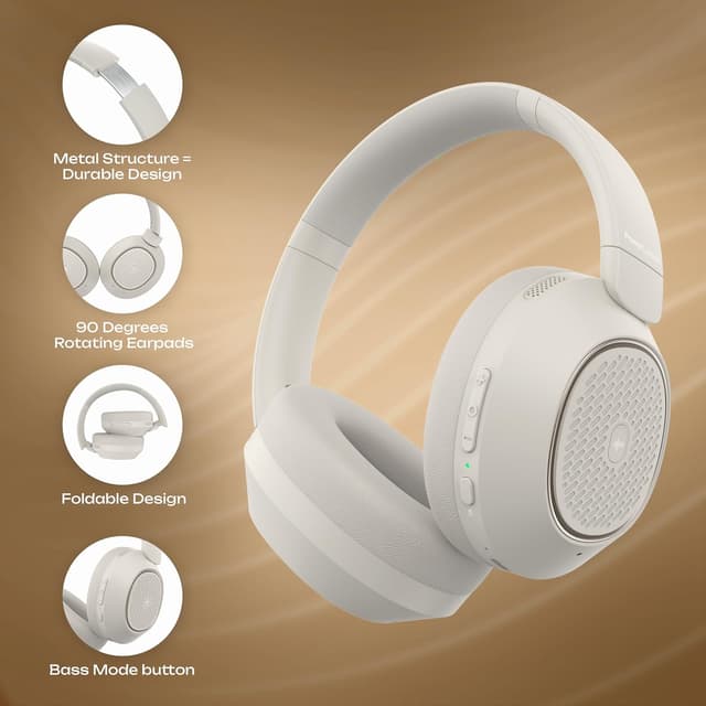 Detalle 2 de PowerLocus Hybrid Active Noise Cancelling Over-Ear Headphones (Bluetooth 5.3, 60-hour playtime)