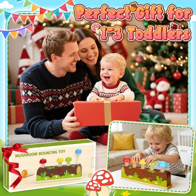 Thumbnail 6 de Pop Up Toys Montessori Wooden Mushroom Colour Sorting Toy for 12–18+ Months