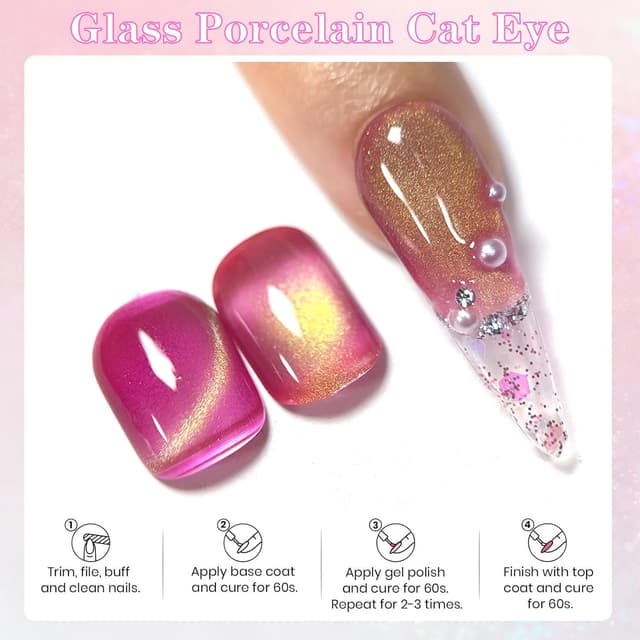 Detalle 2 de Senvenski Gelatina Vetro Cat Eye smalto semipermanente con bacchetta magnetica (oro rosa, 15 ml)