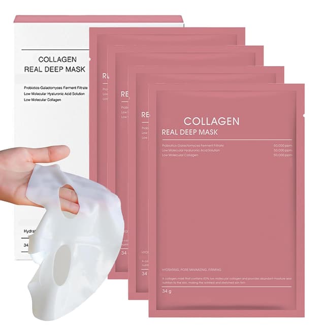 Detalle de Bio Collagen Overnight Maske (4 Stück) – Bio-collagen Real Deep Mask als Hydratisierungs- & Barrieremasken für die Nacht