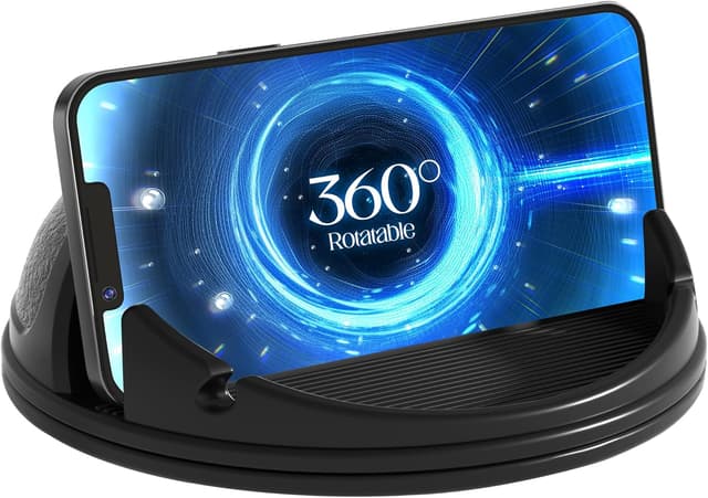 Detalle de Cinati Handyhalter fürs Auto – horizontal um 360° drehbar, Silikon-Klebepad & freihändig (für iPhone Pro/ Samsung)