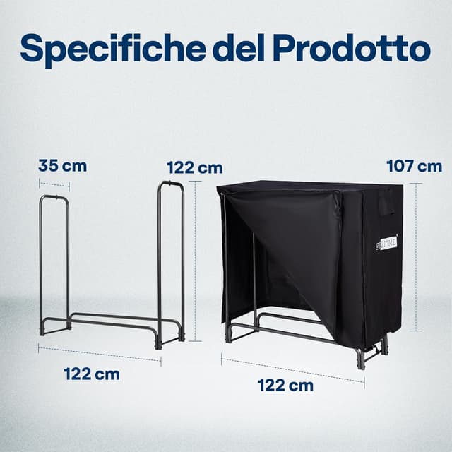 Thumbnail 6 de VIVOHOME Portalegna da esterno 122×35×122 cm in metallo 🌲