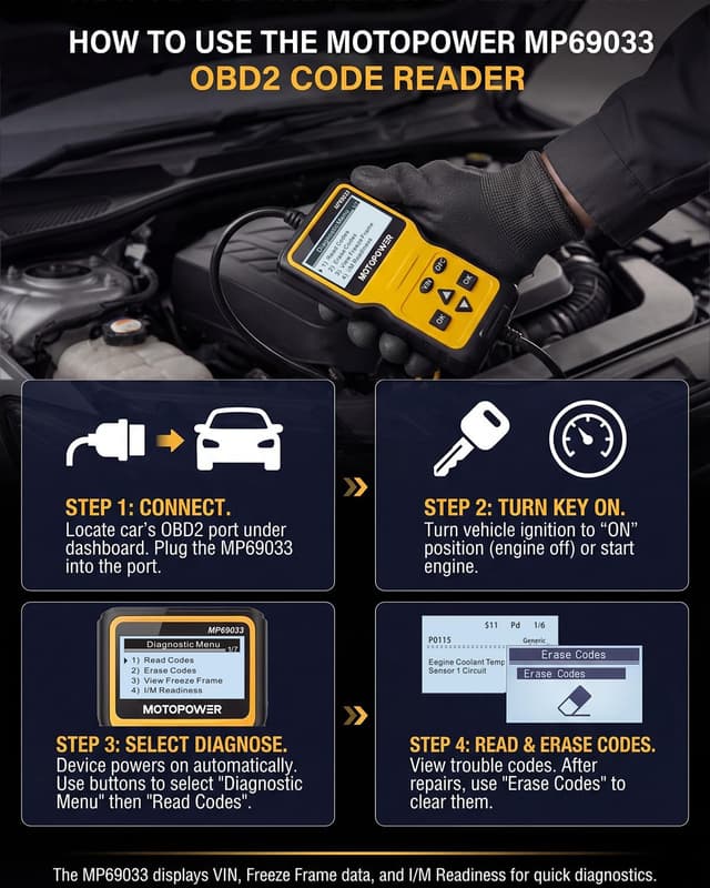 Detalle 2 de MOTOPOWER MP69033 OBD2 Code Reader for Cars