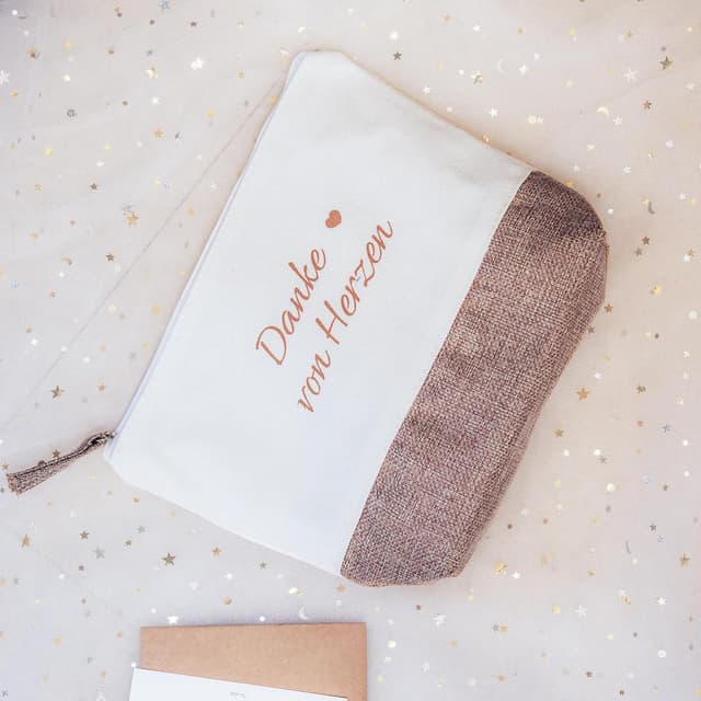 Detalle de FreiSterne Dankeschön Geschenk: Kosmetiktasche „Danke von Herzen“ als kleine Aufmerksamkeit