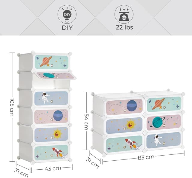 Thumbnail 2 de SONGMICS Scarpiera modulare per bambini 6 scomparti 31×43×105 cm