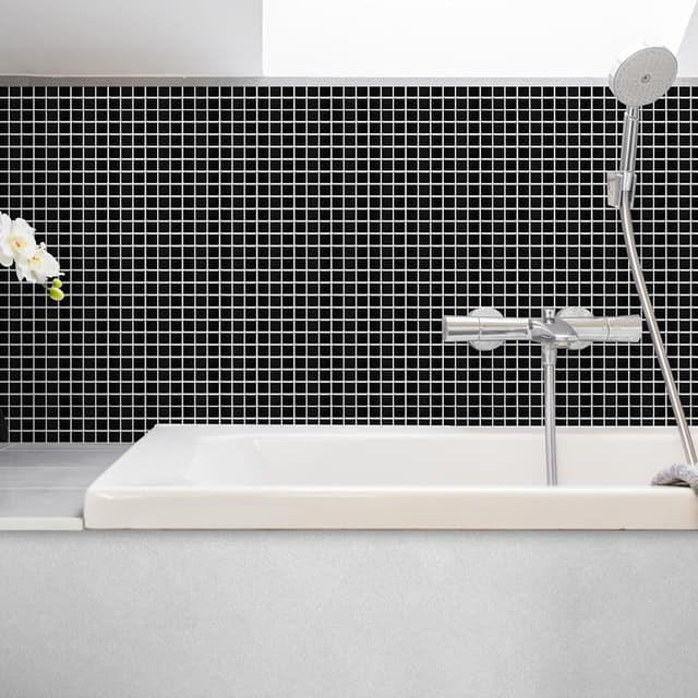 Detalle de Hode crédence adhésive noire effet mosaïque PVC imperméable (4 pièces, 23,6 x 23,6 cm)