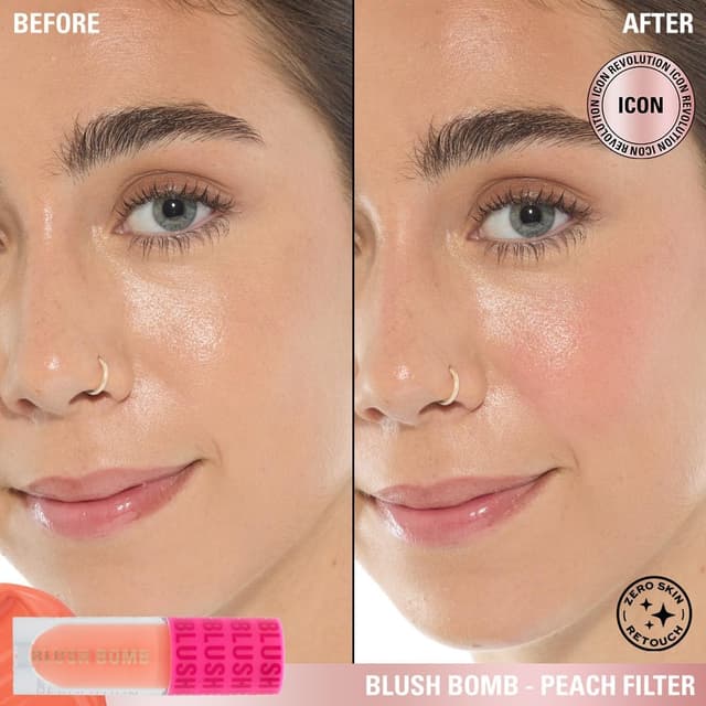 Thumbnail 3 de Makeup Revolution Blush Bomb Peach Filter, 4 teintes