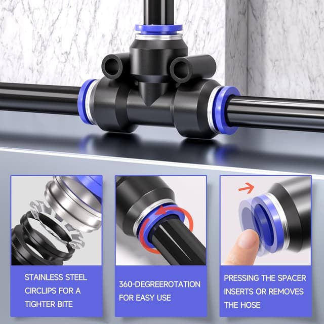 Thumbnail 3 de Bwintech 8mm 3‑Wege T Stück Pneumatik