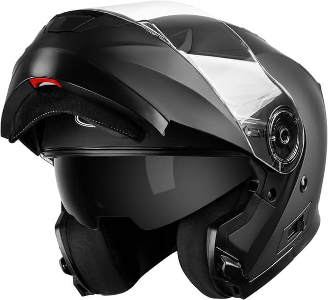 Detalle de Yema YM-926 Klapphelm Integralhelm mit Doppelvisier und Sonnenblende (ECE, Doppelvisier) – Matt Schwarz, Größe XL