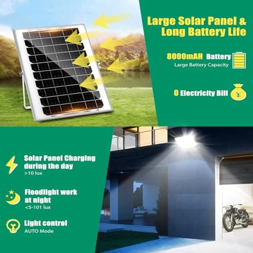 Detalle de Aigostar foco solar exterior con mando a distancia y batería 8000 mAh (cable 5 m) regulable 3000/4000/6500K