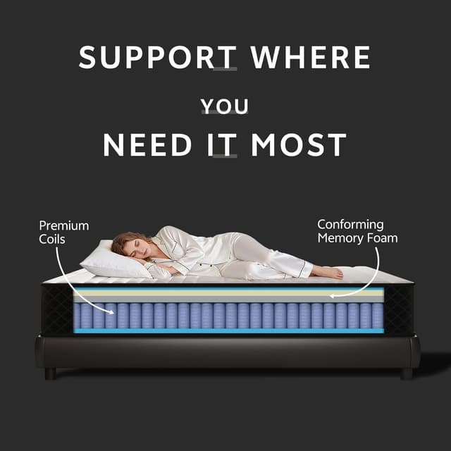 Thumbnail 6 de MOLPHIT Matratze 90x200 cm, Höhe 25 cm – H3/H4 Hybrid mit Taschenfederkern & Memory Foam (in einer Box)