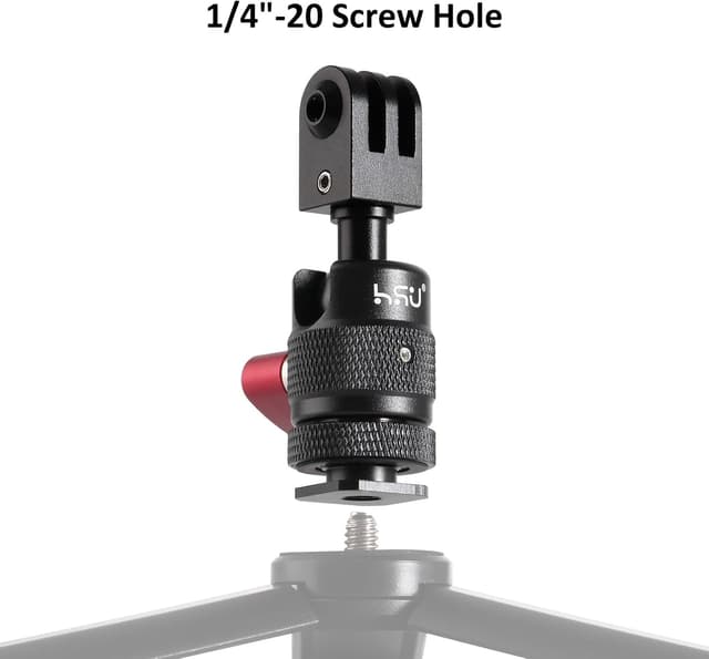 Detalle de HSU Aluminium Alloy Cold Shoe Adapter for Action Cameras with Angle Adjustment (1/4" Tripod Mount)