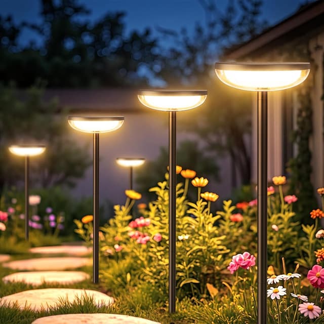 Detalle de GEARLITE solar garden lights 4-pack (IP65, 1000mAh battery) for paths, patios and yards