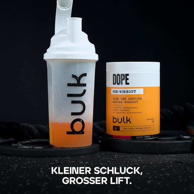 Detalle de Bulk Dope Pre-Workout Pulver (Fruchtpunsch) – mit 200 mg Koffein, 3 g Kreatin & Citrullin/Arginin, 510 g